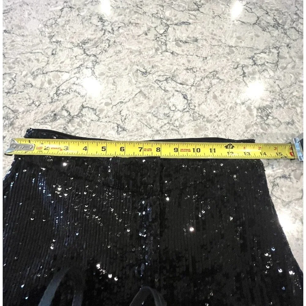 Womens Express Black Sequin Ankle Pants Small Evening Elegant Party Wedding Date - Picture 7 of 10